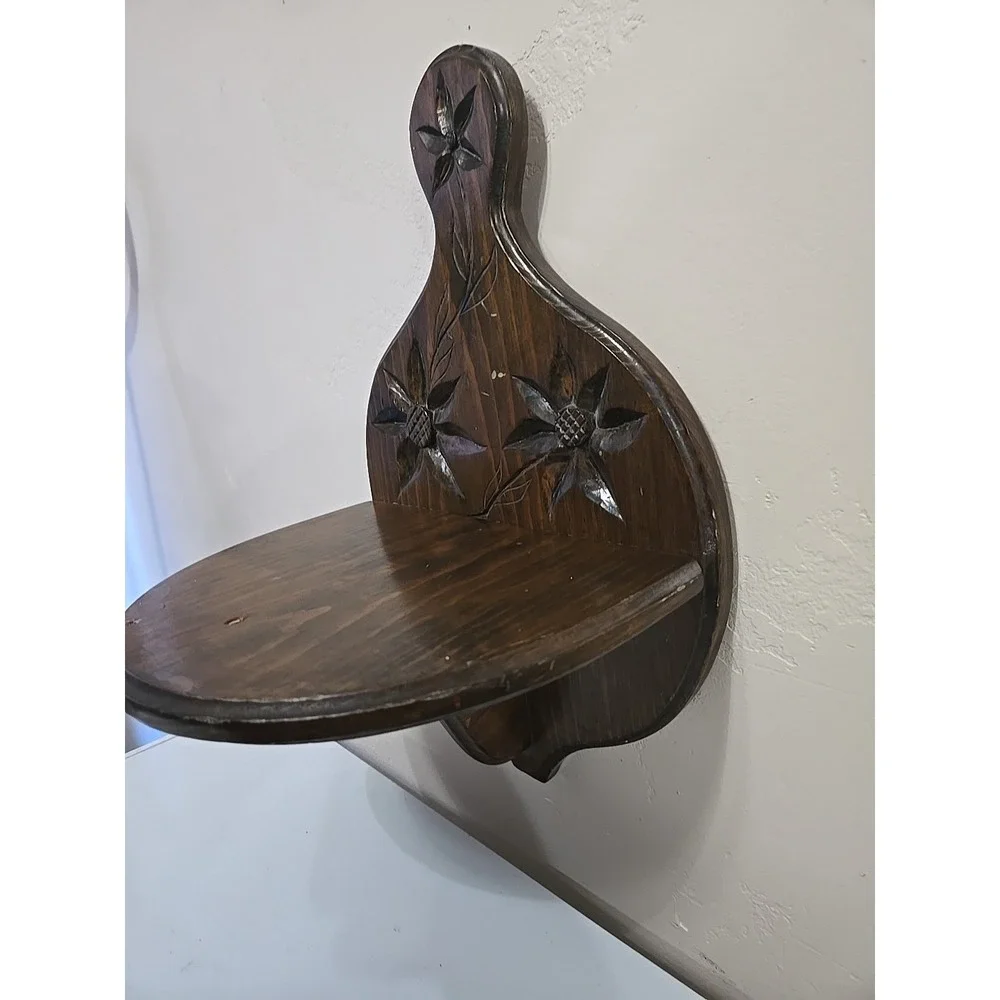 Vintage Wood Trinket Curio Wall Shelf Display Large Rustic Home Decor